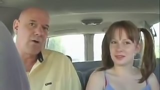 Christie Lee sucks and rides two old dude's flabby cocks