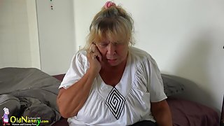 OldNanny Old lesbian grandma masturbating pussy with teen