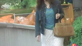 Public sharking of a sweet Japanese gal without any panties