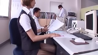 Office assistant in a pantyhose submits to a hardcore fucking in a close up shoot