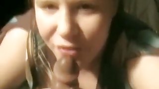 Blonde chubby girl takes fat black dick in her spacious mouth