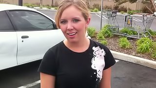 Naive Girlfriend Shows Tits In The Car