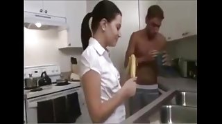 Creamy fun in the morning in the Kitchen