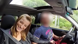 Teen sucks dick on the road and fucks like a whore