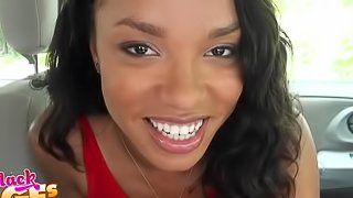 Ebony sex in the car with cumshot