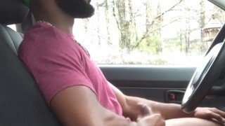 Car jerking in public and cumshot!