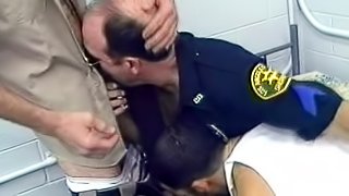 Sexy gay threesome with guys in uniforms